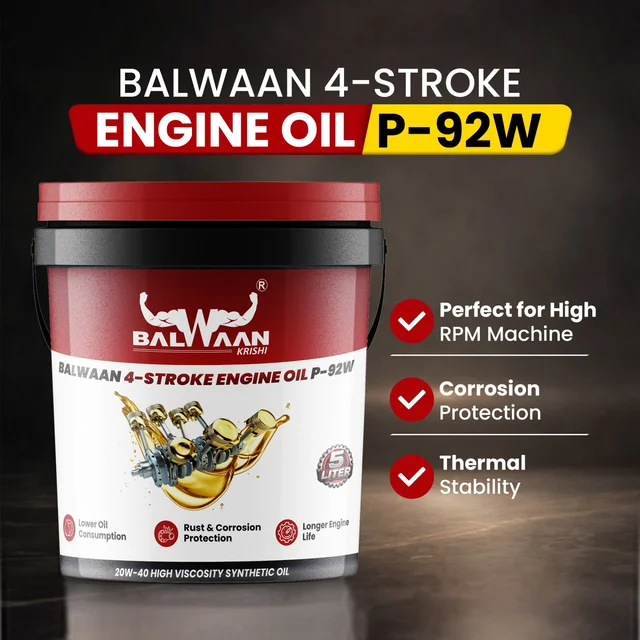 Balwaan Krishi Balwaan P-92W 4 Stroke Engine Oil 5L | High Viscosity Synthetic Lubricant Oil For 4-Stroke Garden & Agricultural Machines | MTAK-AC-LU-7357