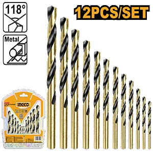 INGCO AKDB1125 12-Piece HSS Twist Drill Bit Set | 2-7.5mm | High-Speed Steel Drill Bits | Metric Sizes