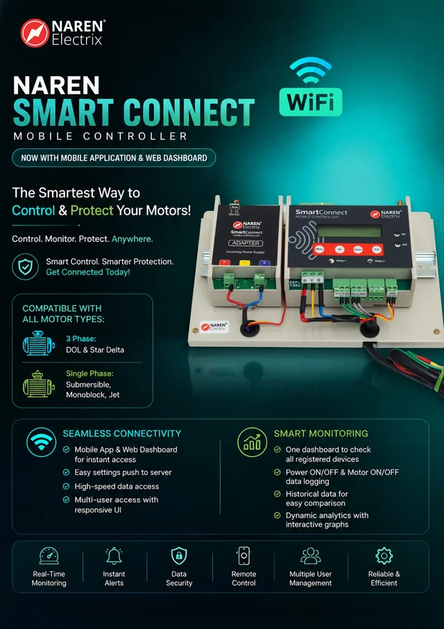 NAREN Electrix l Mobile Controllers l Wifi with Mobile App & Web App l Smart Connect Wifi (3 Phase) (with Mobile App) - SKU - 49550575