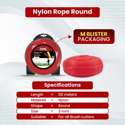 Balwaan Krishi Balwaan TLR-355 Red Brush Cutter Trimmer Line | Round Nylon Trimmer Line Spool For Agricultural & Gardening Brush Cutters | Grass Cutting & Weed Clearing Accessory | MTAK-AC-BR-6058