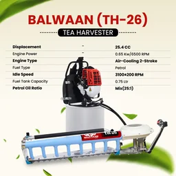 Balwaan Krishi Balwaan TH-26 Tea Harvester With 26Cc 2-Stroke Petrol Engine | Single-Man Operated Tea Leaf Harvesting Machine With Blower | Petrol-Powered Tea Plucking & Collection Machine With Collector Bag & User Manual | Mtak-En-Te-6028