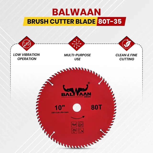 Balwaan Krishi Balwaan 80T-35 Brush Cutter Blade | 80-Tooth Professional-Grade Steel Cutting Blade Attachment For Agricultural & Gardening Brush Cutters | Heavy-Duty Crop, Dense Weed & Brush Harvesting Accessory | MTAK-AC-BR-7037