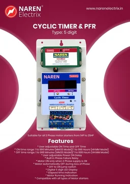 NAREN Electrix l Timers l Cyclic Timers l 3 phase Type l 5 digit Cyclic Timer and PFR - SKU - 47309014 - MMM:SS