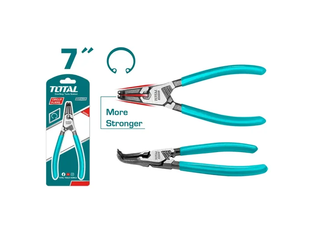 Total Tools TOTAL TOOLS 7"/180mm Bent Internal Circlip Pliers with 1.8mm Head Diameter - THTJ21804