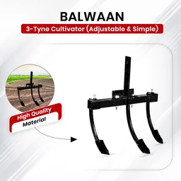 Balwaan Krishi P Balwaan CL-30A 3-Tyne Adjustable Cultivator For Power Weeder | Heavy-Duty Agricultural Cultivator Attachment For Bp-700, Bp-650, Bp-450, Bp-750E, Bp-850 & Bp-850E | Adjustable Soil Cultivation, Tilling & Weeding Implement For Farming | Mtak-Ac-Po-2251