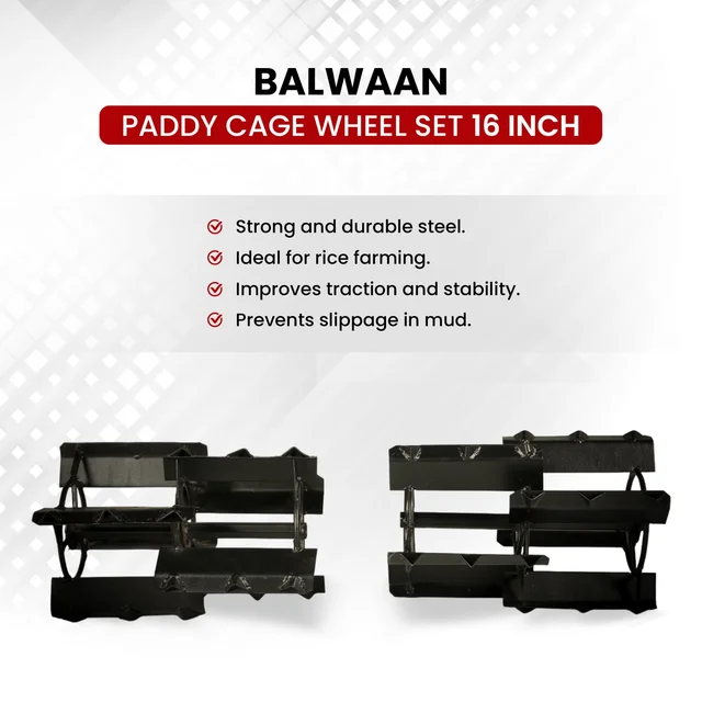Balwaan Krishi Balwaan PC -16 16-Inch Paddy Cage Wheel Set For Power Weeder | Heavy-Duty Metal Cage Wheels For Bp-700, Bp-650, Bp-450, Bp-750E, Bp-850 & Bp-850E | Agricultural Accessory For Paddy Field Cultivation, Wet Soil & Muddy Terrain | Mtak-Ac-Po-5567