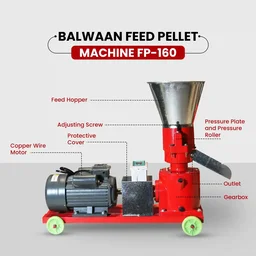 Balwaan Krishi Balwaan FP-160 Feed Pellet Machine With 5 HP Motor | 2800 Rpm Motor Operated Animal Feed Pellet Making Machine | Copper Winding Motor For Efficient Cattle, Poultry & Livestock Feed Pellet Production | Dairy & Agricultural Feed Pelletizer | Mtak-El-Po-6943