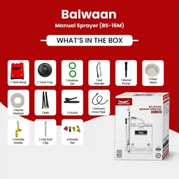 Balwaan Krishi Balwaan BS-16M Manual Sprayer with 3 Nozzles, Delivery Pipe, Extendable Lance & User Manual - MTAK-MA-SP-5675