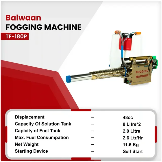 Balwaan Krishi Balwaan TF-180P Petrol Fogging Machine With Battery Start | Petrol-Powered Thermal Fogger With Lithium Battery | Portable Fogging Machine For Agricultural, Pest Control & Disinfection Applications | With Tool Kit, Safety Kit & User Manual | Mtak-En-Fo-6023