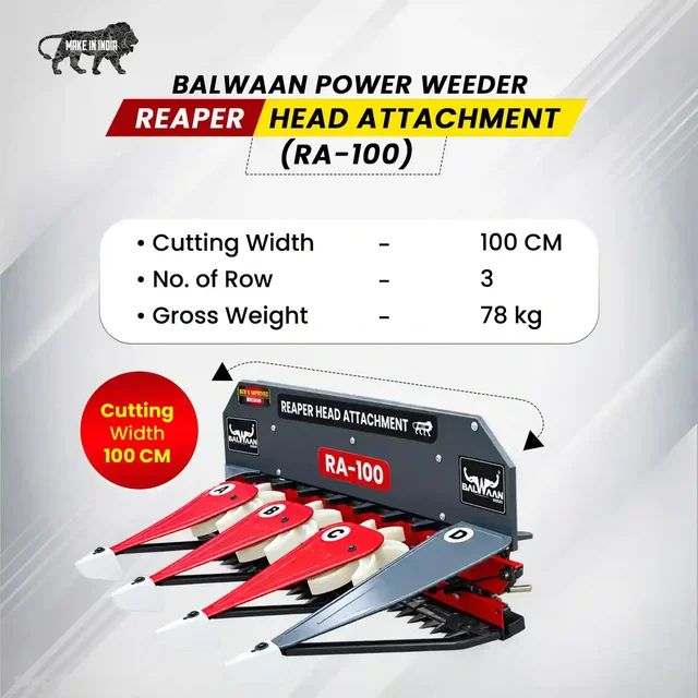 Balwaan Krishi Balwaan RA-100 3 Row Reaper Attachment with New Improved Design for Power Weeder, Compatible with BP-650, BP-700, BP-750E, BP-850 & BP-850E - MTAK-AC-PO-6999
