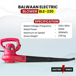 Balwaan Krishi Balwaan BLE-230 Electric Blower 900W Motor, Handheld Leaf Blower with 300 km/h Air Speed, 2 Blow Pipes & User Manual - MTAK-EL-BL-7066