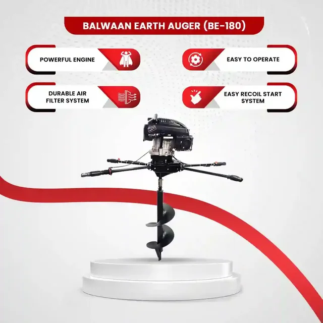 Balwaan Krishi Balwaan BE-180 2-Man Tree Planter 173cc 4 Stroke Petrol Engine with Professional Gearbox, Ultra Powerful Machine for Very Hard Soil & Tool Kit , Without Bit - MTAK-EN-EA-5569