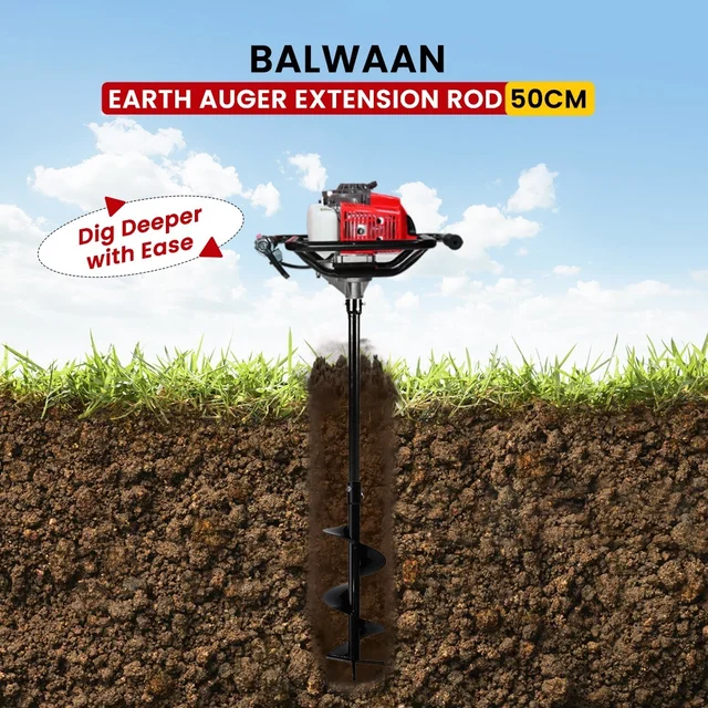 Balwaan Krishi Balwaan ET-50 50Cm Extension Rod For Earth Auger | Heavy-Duty Auger Extension Shaft For Increased Drilling Depth | Earth Auger Accessory For Soil Digging, Tree Planting, Sapling & Post Hole Preparation | MTAK-AC-EA-6268