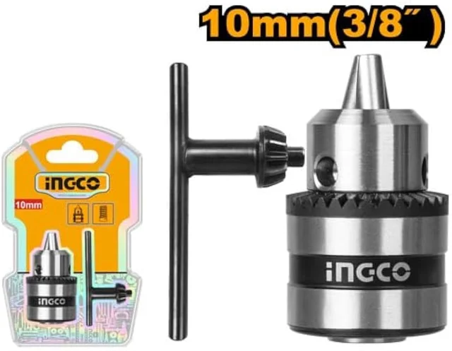 INGCO KC1001 10mm Drill Chuck | 0.8-10mm Capacity | 3/8-24UNF Connection | Chuck Key Included