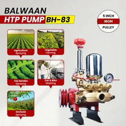 Balwaan Krishi Balwaan BH-83 HTP Pump 2 Mouth 1/2 + 1 Mouth 1/4 with 5 Inch Iron Pulley, Wire Overflow Hose, Suction Hose, Accessories Bag & User Manual - MTAK-SP-HT-7048