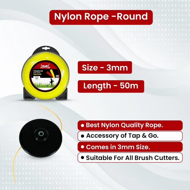 Balwaan Krishi Balwaan TLR-355 Yellow Brush Cutter Trimmer Line | Round Nylon Trimmer Line Spool For Agricultural & Gardening Brush Cutters | Grass Cutting & Weed Clearing Accessory | MTAK-AC-BR-6059