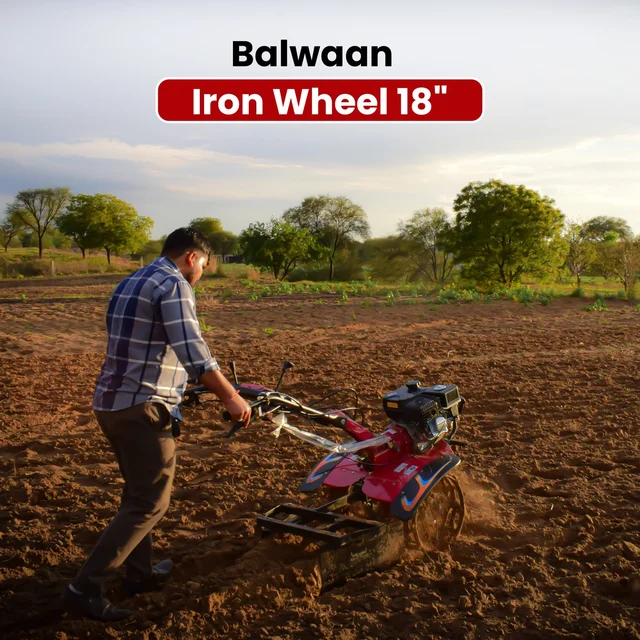 Balwaan Krishi Balwaan IW-18 18-Inch Iron Wheel Set For Power Weeder | Heavy-Duty Metal Lug Wheels For Bp-700, Bp-650 & Bp-750E Power Weeders | Agricultural Power Weeder Accessory For Soil Cultivation & Field Operations | Mtak-Ac-Po-2237