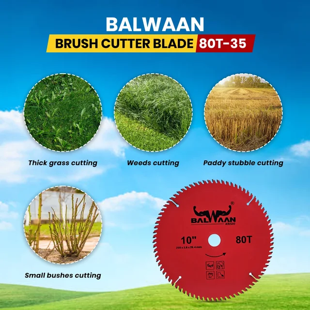 Balwaan Krishi Balwaan 80T-35 Brush Cutter Blade | 80-Tooth Professional-Grade Steel Cutting Blade Attachment For Agricultural & Gardening Brush Cutters | Heavy-Duty Crop, Dense Weed & Brush Harvesting Accessory | MTAK-AC-BR-7037
