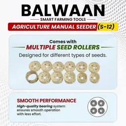 Balwaan Krishi Balwaan S-12 12-Tooth Hand Push Manual Seeder with 8.5cm Adjustable Sowing Depth & 10-Size Roller Set - MTAK-MA-HA-6001