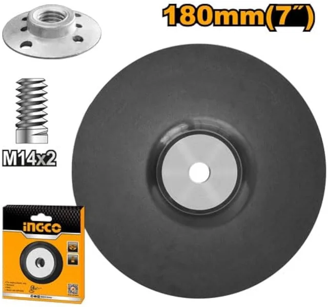 INGCO APP0201801 180mm Polishing Pad with Flange | Rubber Backing | M14x2 Nut | Wool Polishing Bonnet Holder