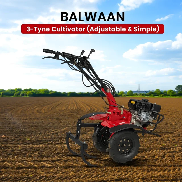 Balwaan Krishi P Balwaan CL-30A 3-Tyne Adjustable Cultivator For Power Weeder | Heavy-Duty Agricultural Cultivator Attachment For Bp-700, Bp-650, Bp-450, Bp-750E, Bp-850 & Bp-850E | Adjustable Soil Cultivation, Tilling & Weeding Implement For Farming | Mtak-Ac-Po-2251