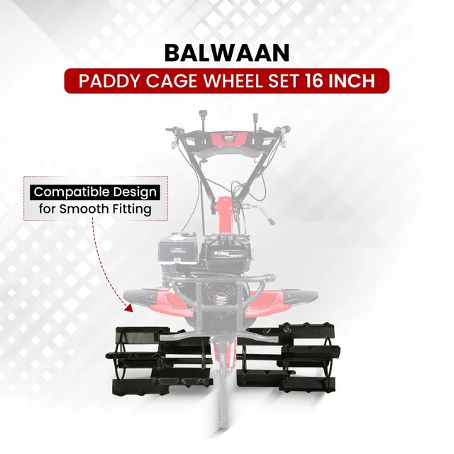 Balwaan Krishi Balwaan PC -16 16-Inch Paddy Cage Wheel Set For Power Weeder | Heavy-Duty Metal Cage Wheels For Bp-700, Bp-650, Bp-450, Bp-750E, Bp-850 & Bp-850E | Agricultural Accessory For Paddy Field Cultivation, Wet Soil & Muddy Terrain | Mtak-Ac-Po-5567