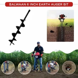 Balwaan Krishi Balwaan PT -6 6-Inch Single Spiral Earth Auger Planter | Heavy-Duty Earth Auger Drilling Attachment For Soil Digging & Planting | Agricultural & Gardening Auger Accessory For Tree, Sapling & Post Hole Preparation | MTAK-AC-EA-5512