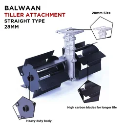 Balwaan Krishi Balwaan BTA-28 Straight Brush Cutter Tiller Attachment | 10" Guide Bar & Chain Cultivator Attachment For Agricultural & Gardening Brush Cutters | Soil Tilling & Weeding Accessory | MTAK-AC-BR-701