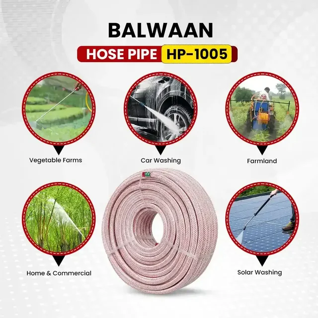 Balwaan Krishi Balwaan HP-8505 8.5Mm 50 Mtr Hose Pipe | 3 Layer Cross Braided 5 Thread Soft High-Pressure Hose For Htp Sprayers & Agricultural Pump Accessories | MTAK-AC-SP-7041