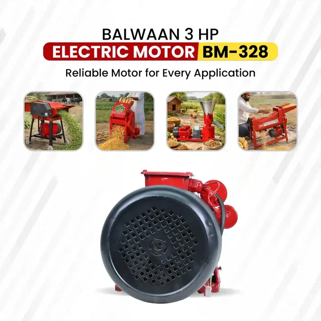 Balwaan Krishi Balwaan BM -328 3 Hp 2880 Rpm Single Phase Electric Motor | 220V 50Hz Motor With 100% Copper Winding | 6.9A Rated Current, 3-Pin Female Connector & High-Speed Motor For Agricultural, Industrial & Multi-Purpose Applications | Mtak-El-Mo-7072