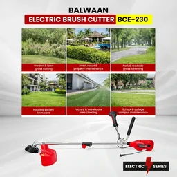 Balwaan Krishi Balwaan BCE-230 Electric Brush Cutter 1400W Motor with Bike Handle, Split Shaft, Trimmer Head for 2mm Nylon Rope, Belt & 7500 RPM - MTAK-EL-BR-7059