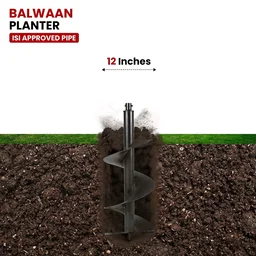 Balwaan Krishi Balwaan PT-12 12-Inch Single Spiral Earth Auger Planter | Heavy-Duty Earth Auger Drilling Attachment For Soil Digging & Planting | Agricultural & Gardening Auger Accessory For Tree, Sapling & Post Hole Preparation | MTAK-AC-EA-5504