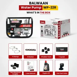 Balwaan Krishi Balwaan WP-22R Premium Water Pump 2x2 Inch 4 Stroke Petrol Engine with Oil Alert, Square Frame, Tool Kit & User Manual - MTAK-EN-WA-4972