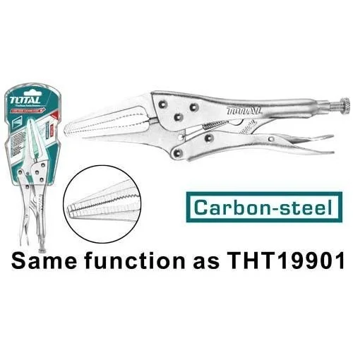 Total Tools TOTAL TOOLS Long Nose Locking Pliers 9", Carbon Steel with Nickel Plating - THT19902