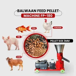 Balwaan Krishi Balwaan FP-180 Feed Pellet Machine With 5 HP Motor | 2800 Rpm Motor Operated Animal Feed Pellet Making Machine | Copper Winding Motor For Efficient Cattle, Poultry & Livestock Feed Pellet Production | Dairy & Agricultural Feed Pelletizer | Mtak-El-Po-6073