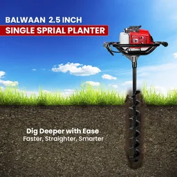Balwaan Krishi Balwaan PT-2.5 2.5-Inch Single Spiral Earth Auger Planter | Heavy-Duty Earth Auger Drilling Attachment For Soil Digging & Planting | Agricultural & Gardening Auger Accessory For Sapling, Seedling & Small Post Hole Preparation | Mtak-Ac-Ea-6265