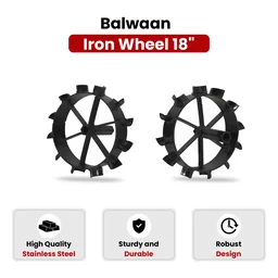 Balwaan Krishi Balwaan IW-18 18-Inch Iron Wheel Set For Power Weeder | Heavy-Duty Metal Lug Wheels For Bp-700, Bp-650 & Bp-750E Power Weeders | Agricultural Power Weeder Accessory For Soil Cultivation & Field Operations | Mtak-Ac-Po-2237