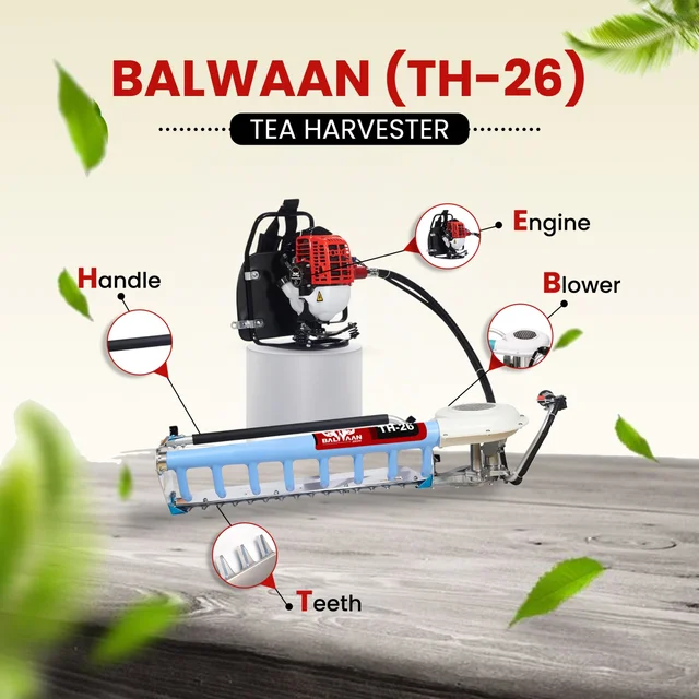 Balwaan Krishi Balwaan TH-26 Tea Harvester With 26Cc 2-Stroke Petrol Engine | Single-Man Operated Tea Leaf Harvesting Machine With Blower | Petrol-Powered Tea Plucking & Collection Machine With Collector Bag & User Manual | Mtak-En-Te-6028