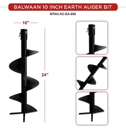 Balwaan Krishi Balwaan PT-10 10-Inch Single Spiral Earth Auger Planter | Heavy-Duty Earth Auger Drilling Attachment For Soil Digging & Planting | Agricultural & Gardening Auger Accessory For Tree, Sapling & Post Hole Preparation | MTAK-AC-EA-5511