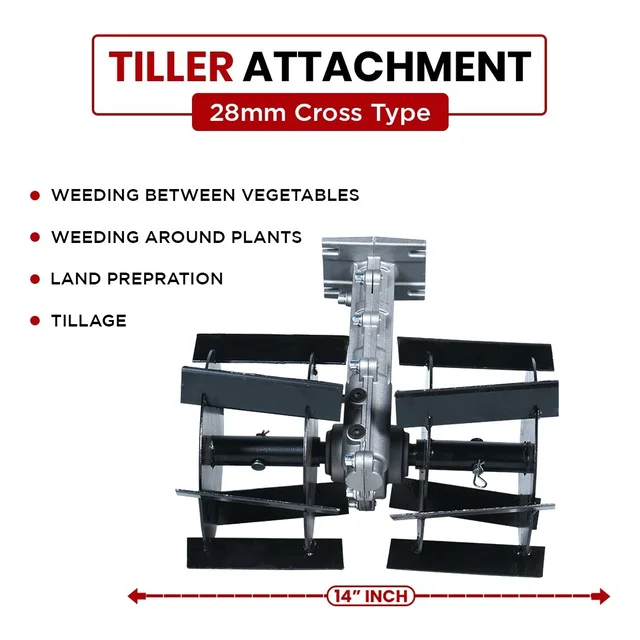 Balwaan Krishi Balwaan BTA-28 Cross Brush Cutter Tiller Attachment | 10" Guide Bar & Chain Cultivator Attachment For Agricultural & Gardening Brush Cutters | Soil Tilling & Weeding Accessory | MTAK-AC-BR-699