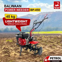 Balwaan Krishi Balwaan BP-450 Red Eagle 6.5HP 4-Stroke Petrol Power Weeder & Tiller | Lightweight Cultivator with 24 Blades, Disc & Tool Kit| MTAK-EN-PO-6004