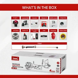 Balwaan Krishi Balwaan BX-35 Pro Side Pack Brush Cutter 35cc 4 Stroke Petrol Engine with 3T & 80T Blades, Trimmer Head, Nylon Rope, Double Shaft, Jacket Belt & Tool Kit - MTAK-EN-BR-6033