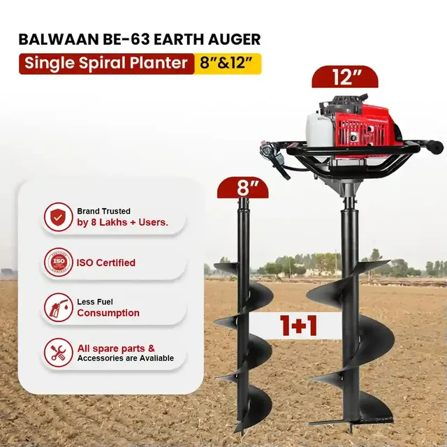 Balwaan Krishi Balwaan BE-63 Tree Planter 63cc 2 Stroke Petrol Engine with Double Gearbox for Hard Soil, Tool Kit & User Manual , Without Bit - MTAK-EN-EA-710