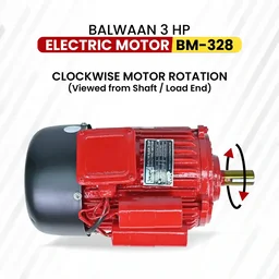 Balwaan Krishi Balwaan BM -328 3 Hp 2880 Rpm Single Phase Electric Motor | 220V 50Hz Motor With 100% Copper Winding | 6.9A Rated Current, 3-Pin Female Connector & High-Speed Motor For Agricultural, Industrial & Multi-Purpose Applications | Mtak-El-Mo-7072