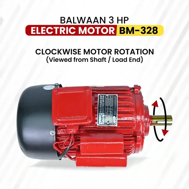 Balwaan Krishi Balwaan BM -328 3 Hp 2880 Rpm Single Phase Electric Motor | 220V 50Hz Motor With 100% Copper Winding | 6.9A Rated Current, 3-Pin Female Connector & High-Speed Motor For Agricultural, Industrial & Multi-Purpose Applications | Mtak-El-Mo-7072