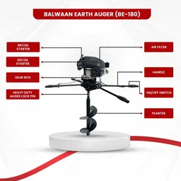 Balwaan Krishi Balwaan BE-180 2-Man Tree Planter 173cc 4 Stroke Petrol Engine with Professional Gearbox, Ultra Powerful Machine for Very Hard Soil & Tool Kit , Without Bit - MTAK-EN-EA-5569