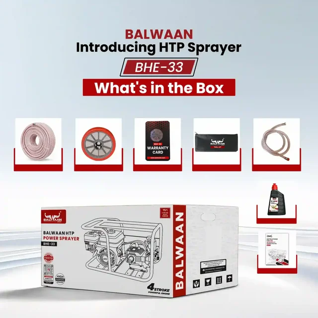 Balwaan Krishi Balwaan BHE-33 HTP Pump with BX-212 4 Stroke Petrol Engine, Powerful Agricultural Sprayer Pump with Tool Kit ,Gun & Hose Pipe Not Included - MTAK-EN-PO-5397