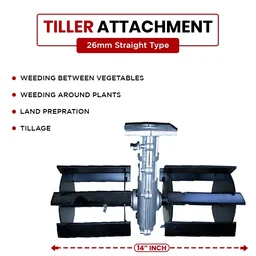 Balwaan Krishi Balwaan BTA-26 Straight Brush Cutter Tiller Attachment | 2 Blade Set & 1 Gear Head Cultivator Attachment For Agricultural & Gardening Brush Cutters | Soil Tilling & Weeding Accessory | MTAK-AC-BR-704