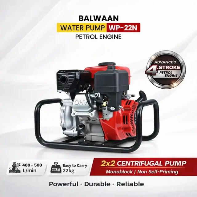Balwaan Krishi Balwaan WP-22N Premium Monoblock Water Pump 2x2 Inch 87cc 4 Stroke Petrol Engine, Single Cylinder OHV Centrifugal Pumpset - MTAK-EN-WA-6935