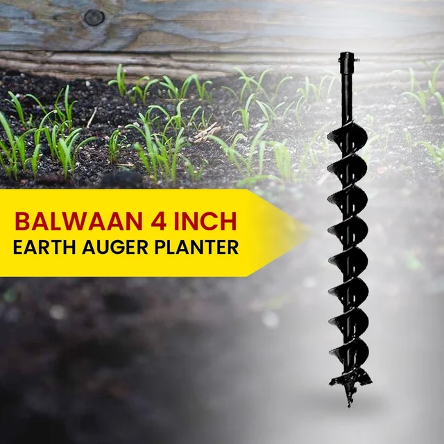 Balwaan Krishi Balwaan PT- 4D 4-Inch Double Spiral Earth Auger Planter | Heavy-Duty Double Spiral Auger Drilling Attachment For Soil Digging & Planting | Agricultural & Gardening Auger Accessory For Tree, Sapling & Post Hole Preparation | MTAK-AC-EA-5517